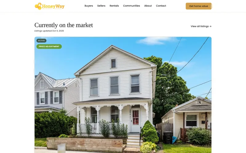 Currently on the market section featuring a white two-story home for sale