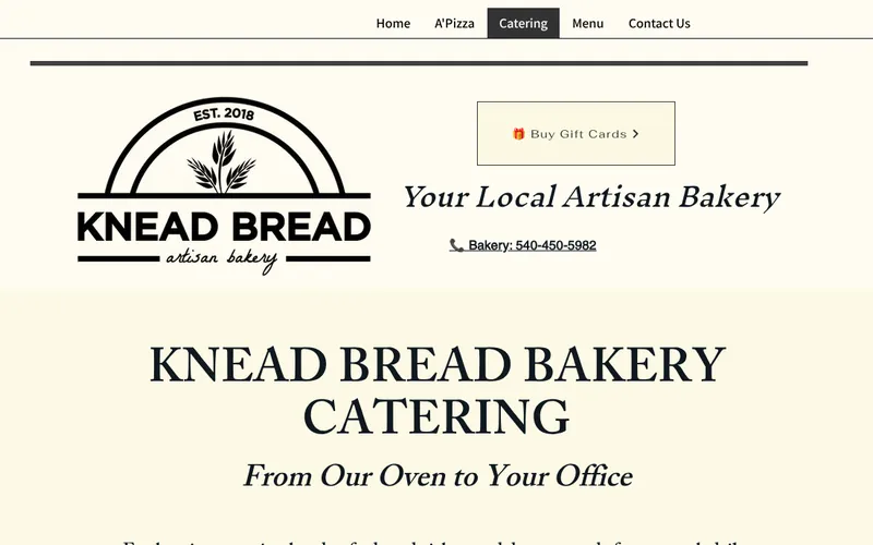 Catering page with a Request Catering button
